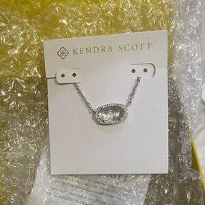Kendra Scott Elisa Pendant Necklace Silver Iridescent Drusy New In Box